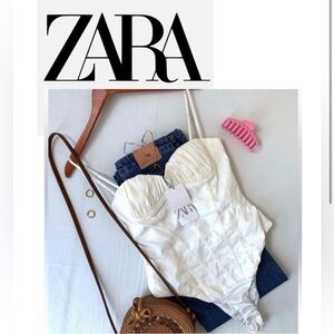 NWT ZARA LINEN CORSET BODYSUIT